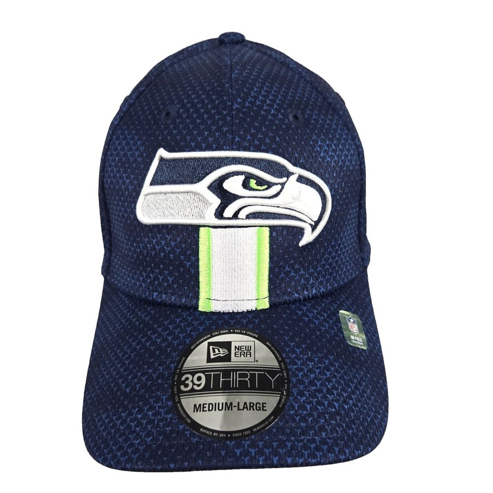New Era Seattle Seahawks Navy Blue On Field Size M-LG 39Thirty Flex Fit Hat